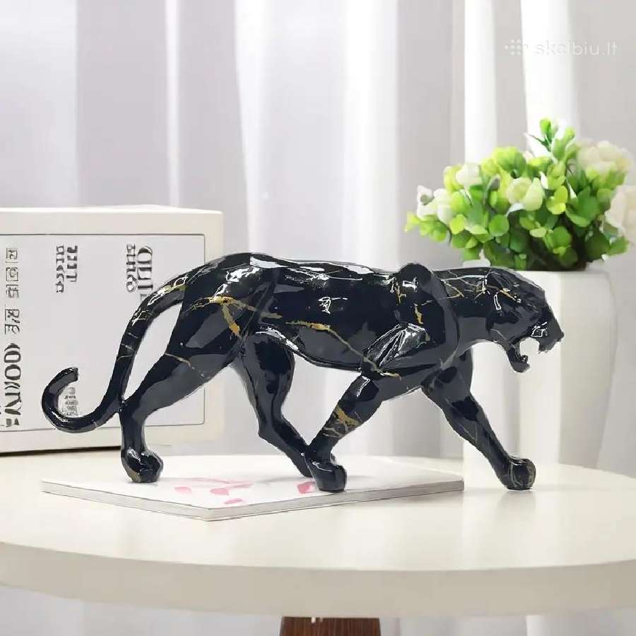 Juoda ir auksinė leopardo statulos, skulptūros - nuotraukos Nr. 5