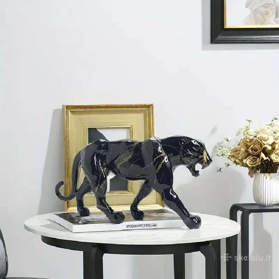 Juoda ir auksinė leopardo statulos, skulptūros - nuotraukos Nr. 7