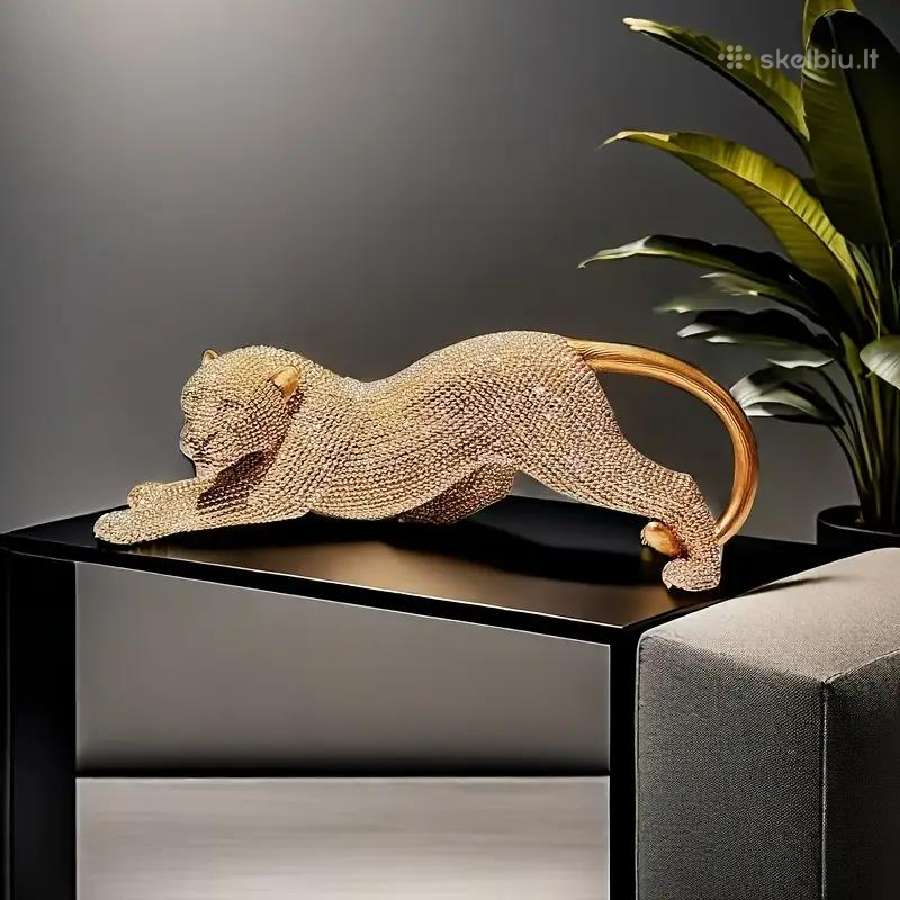 Juoda ir auksinė leopardo statulos, skulptūros - nuotraukos Nr. 10