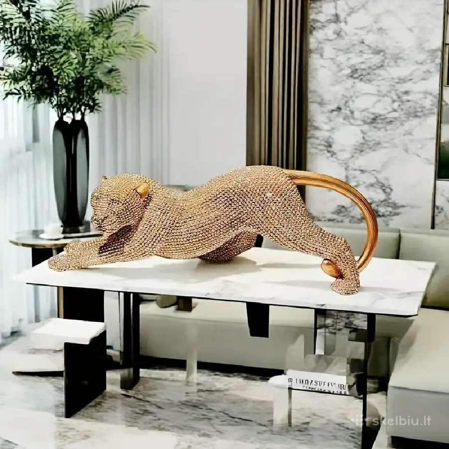 Juoda ir auksinė leopardo statulos, skulptūros - nuotraukos Nr. 11