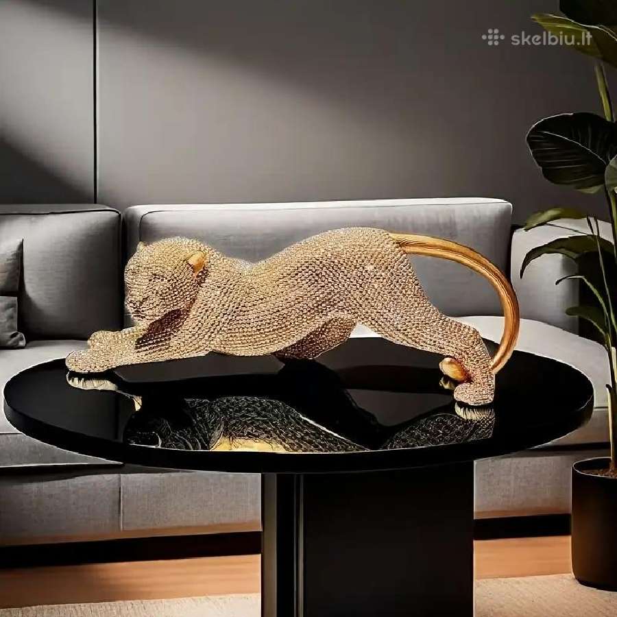 Juoda ir auksinė leopardo statulos, skulptūros - nuotraukos Nr. 13