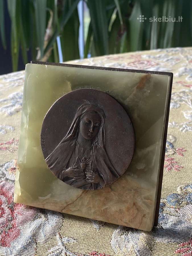 Vintažinė Mergelės Marijos ikona iš bronzos