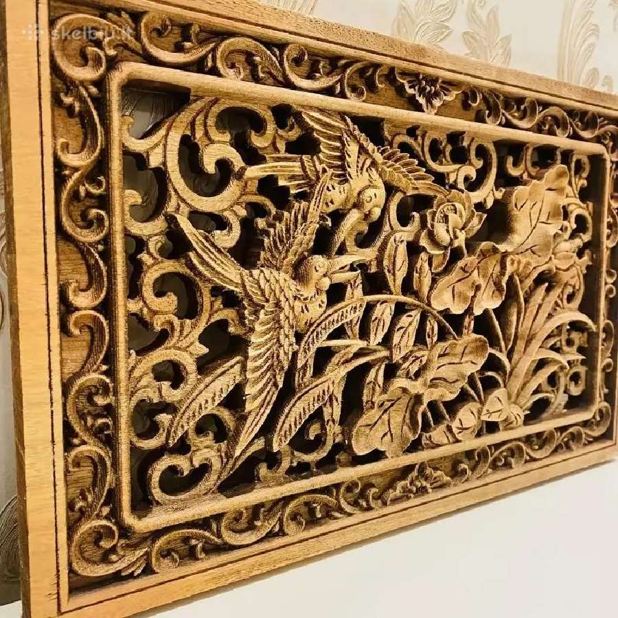 Vintage išskaptuota medinė lenta ir 3D paveikslas - nuotraukos Nr. 4