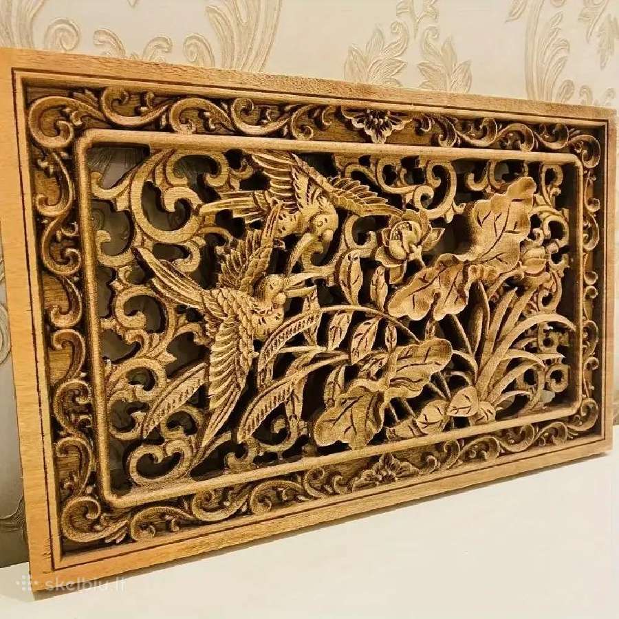 Vintage išskaptuota medinė lenta ir 3D paveikslas - nuotraukos Nr. 5