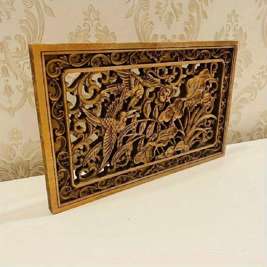 Vintage išskaptuota medinė lenta ir 3D paveikslas - nuotraukos Nr. 6