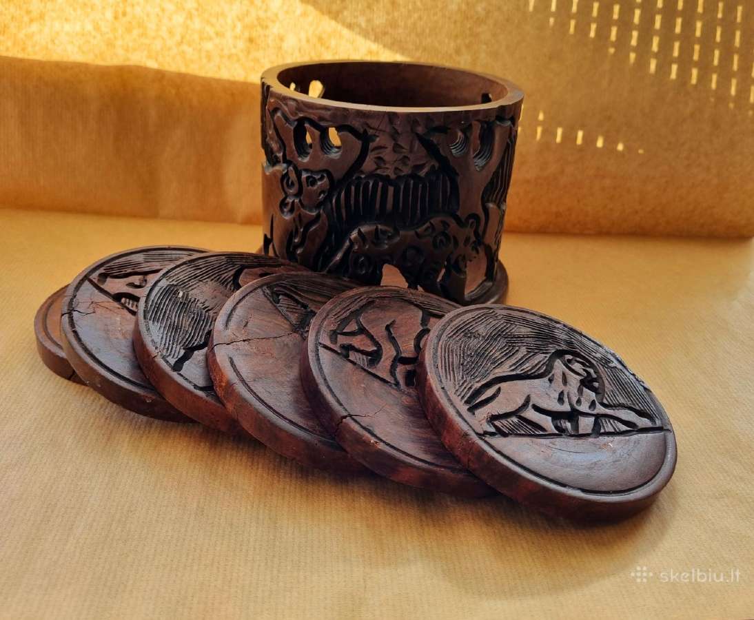 Rankų darbo medinių padėkliukų rinkinis