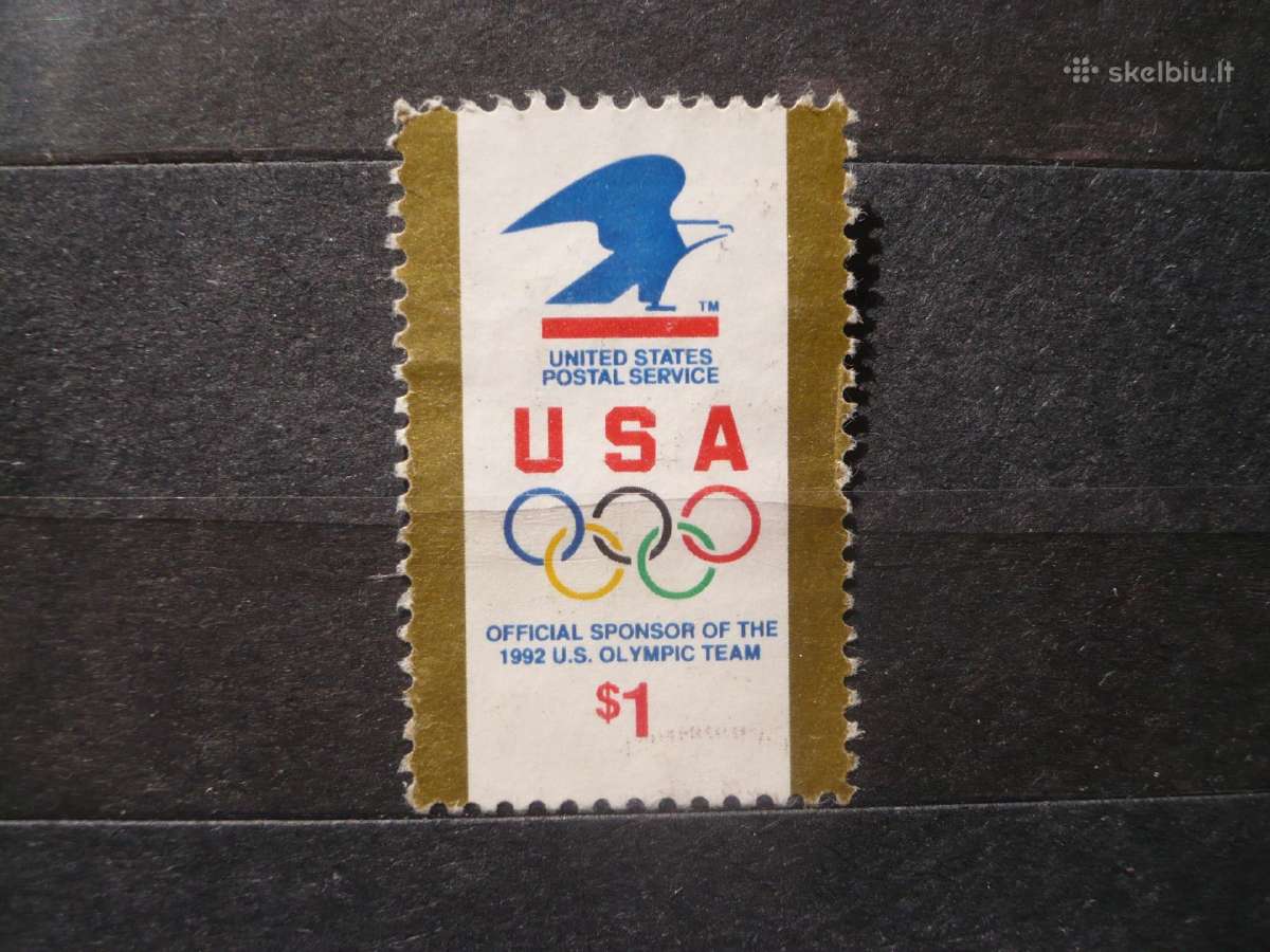 1991 m. Usps logotipas ir olimpiniai žiedai Mhn