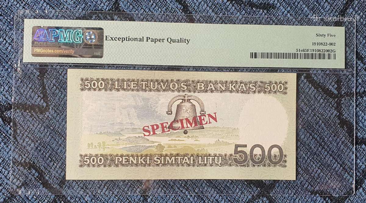 500 Litu Specimen 1991 - nuotraukos Nr. 2