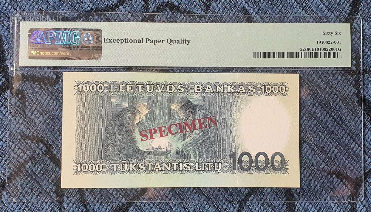 1000 Litu Specimen 1991 - nuotraukos Nr. 2