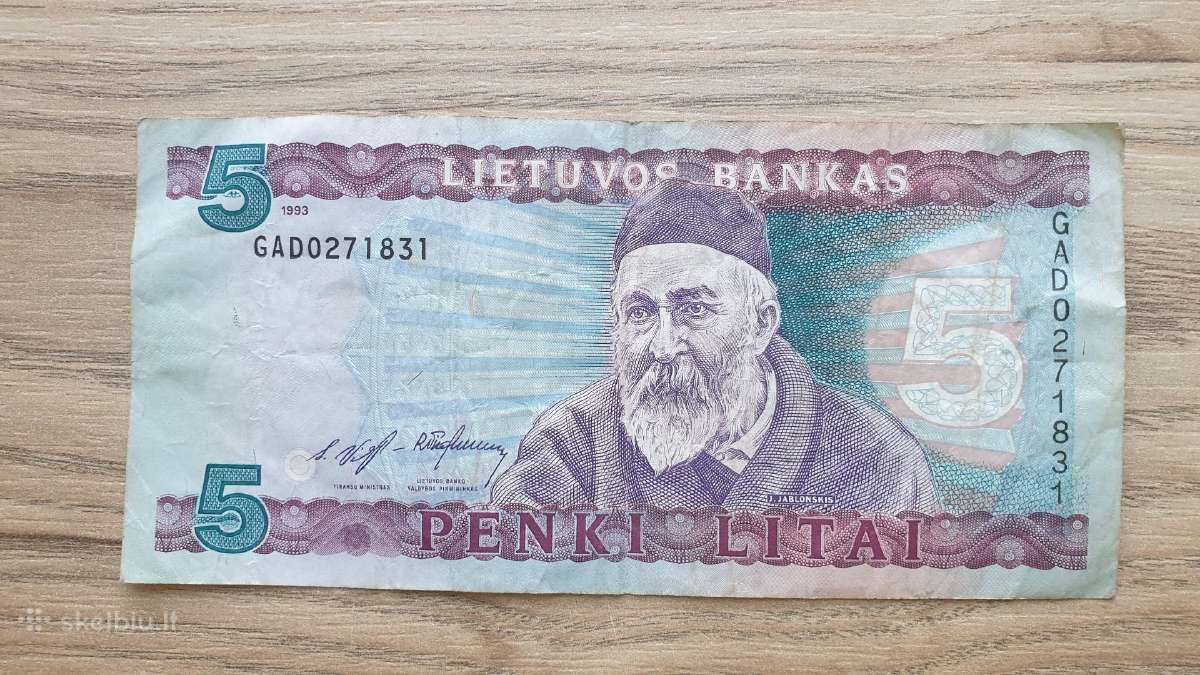 1993 metų 5 litai Jablonskis