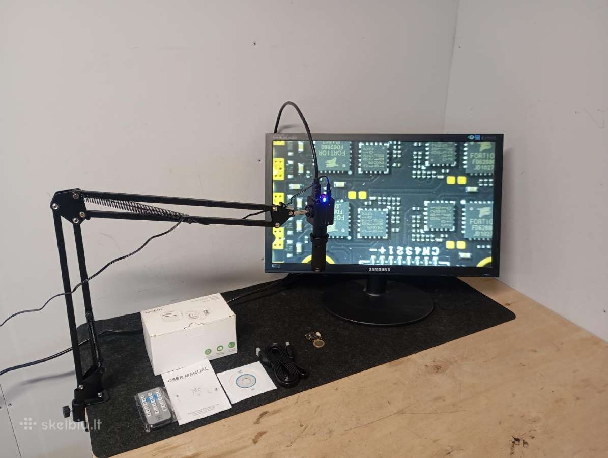 Nauji mikroskopai 10-130x 24mp Hdmi išvestis