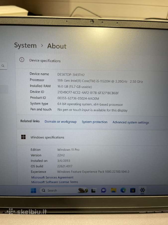 Dell Vostro 14 5410 I5-11320h 16 GB RAM 256 GB SSD - nuotraukos Nr. 7
