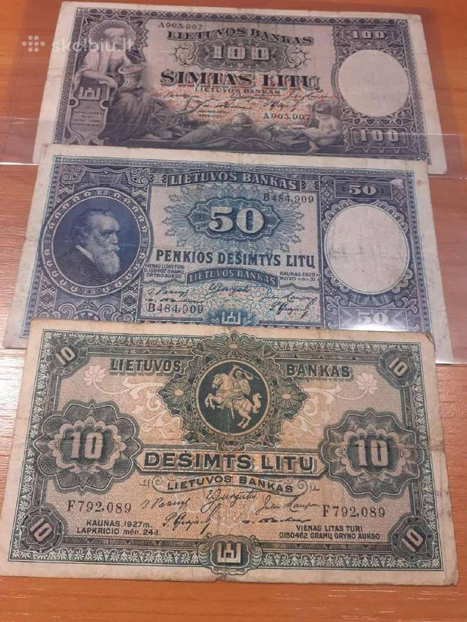 Smetoninių banknotų setukas 100,50,20,10,5 litai