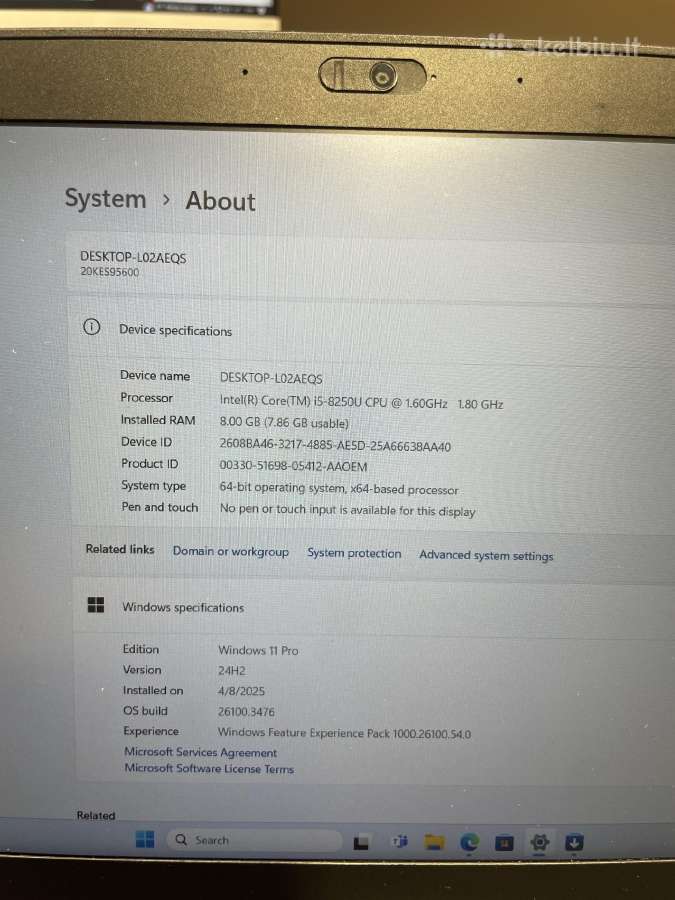 Lenovo Thinkpad X280 I5-8250u 256 GB SSD 8 GB RAM - nuotraukos Nr. 8