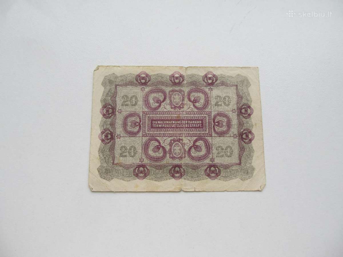20 kronu , Austrija , 1922 - nuotraukos Nr. 2