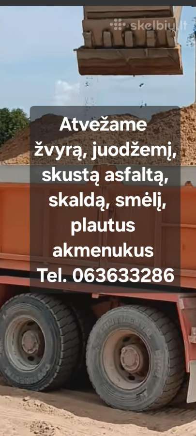 Žvyras, skalda, juodžemis, dekoratyviniai akmenuka