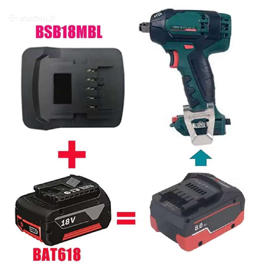 Akumuliatoriaus Bosch 18v į Metabo 18v adapteris