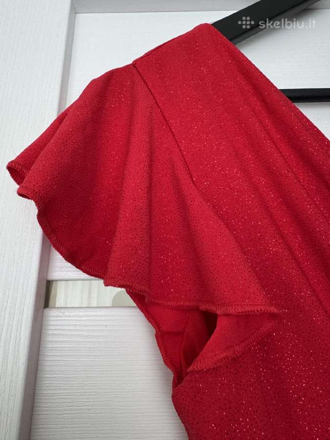 Puošni blizgi raudona proginė suknelė - nuotraukos Nr. 4