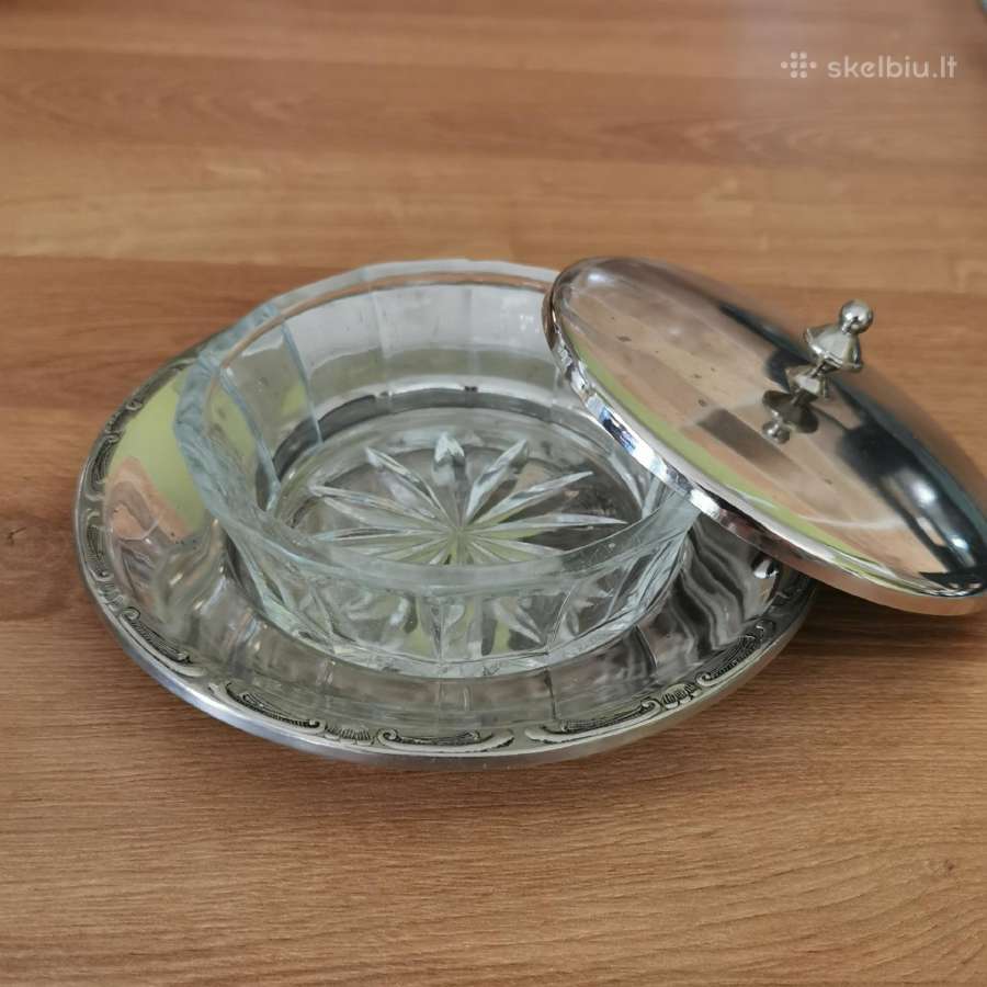 Metalinis serviravimo indas su stikliniu įdėklu - nuotraukos Nr. 2