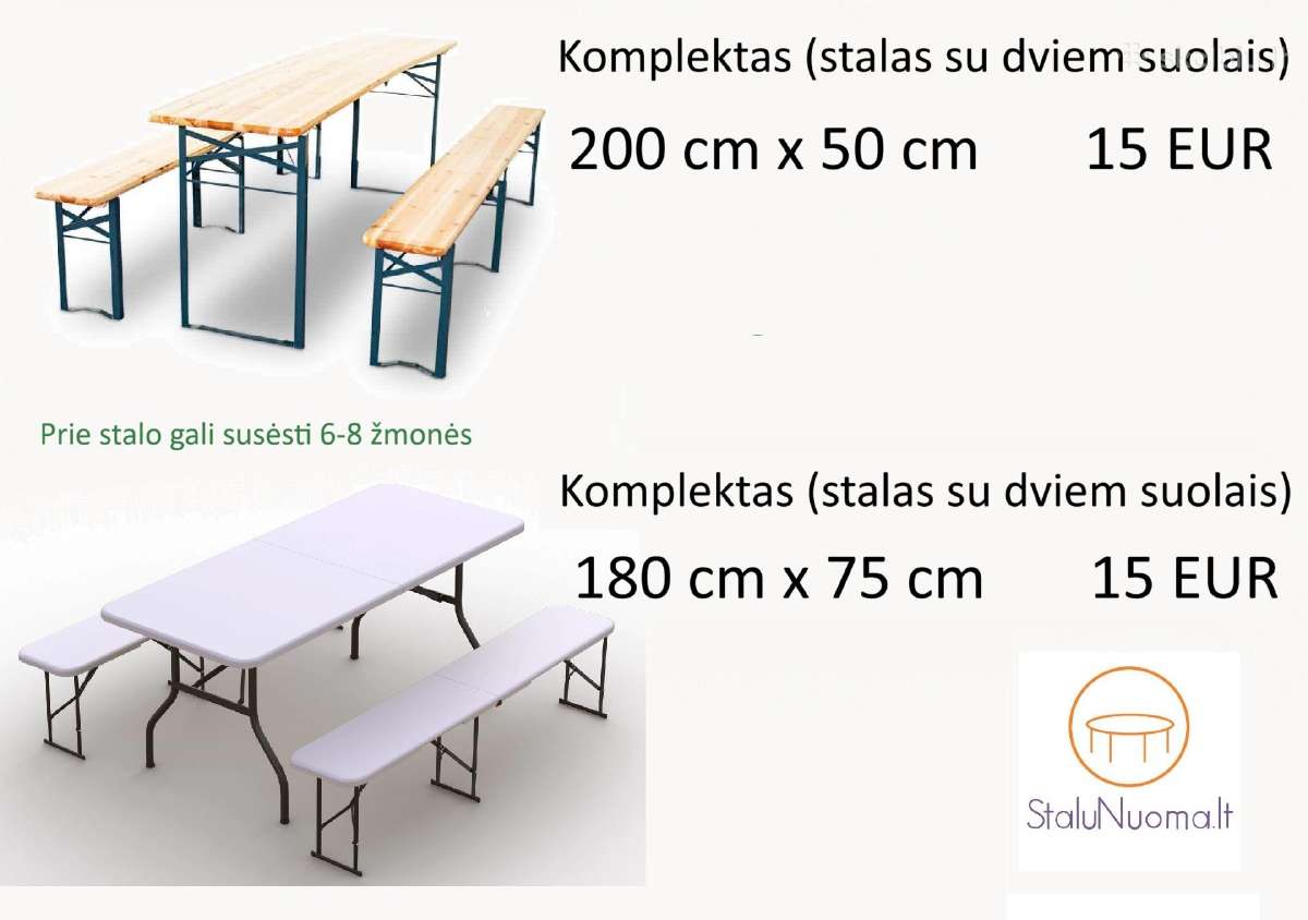 Stalų, suolų, kėdžių ir kitų baldų nuoma - nuotraukos Nr. 3