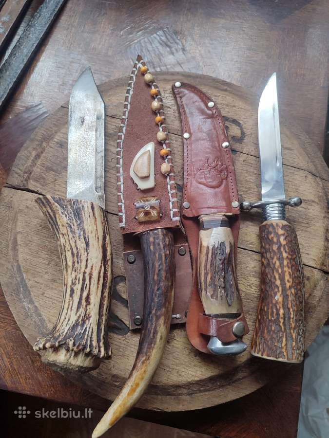 Peiliai su rago rankenomis medžioklei