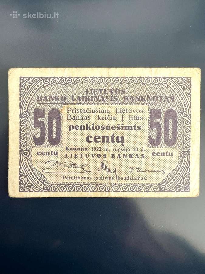 Tarpukario Lietuvos 50 c. laikinasis banknotas