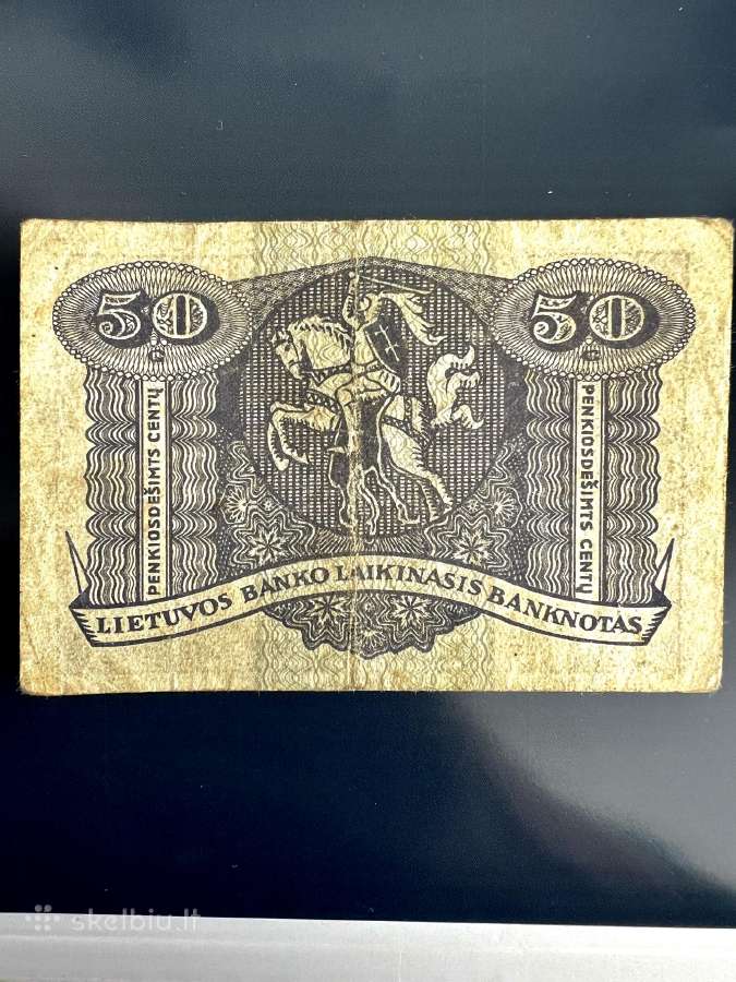 Tarpukario Lietuvos 50 c. laikinasis banknotas - nuotraukos Nr. 2