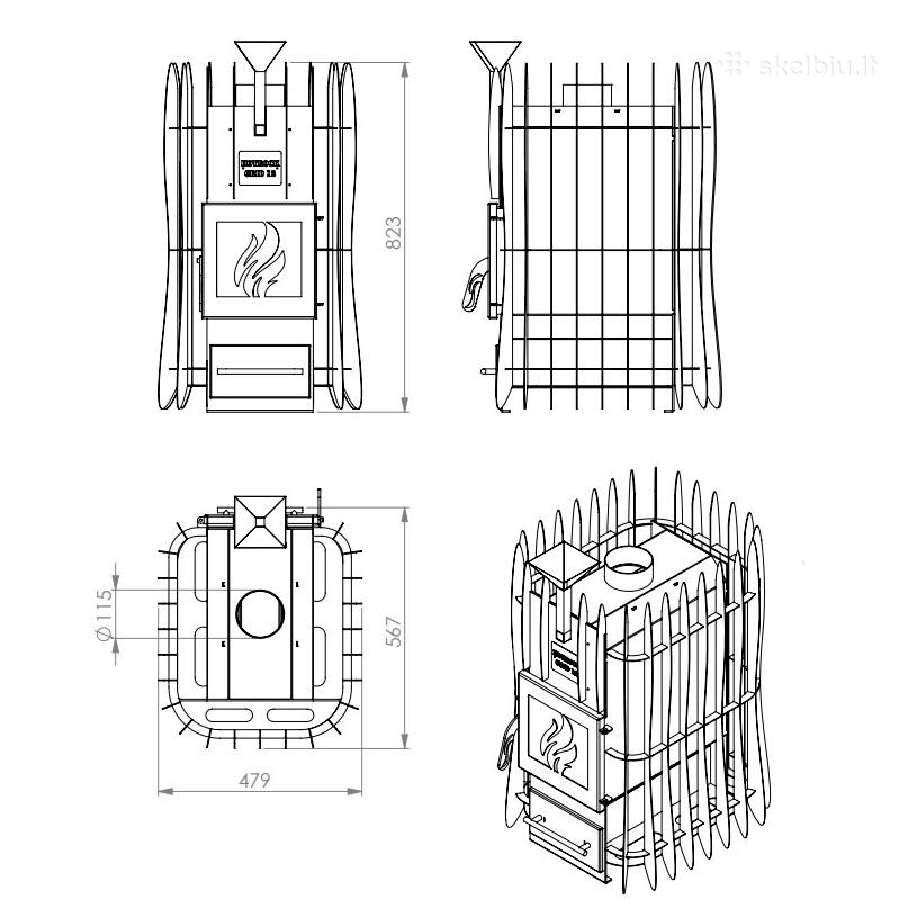 Pirties krosnelė Hotrock Grid 12m3, trumpa pakura - nuotraukos Nr. 10