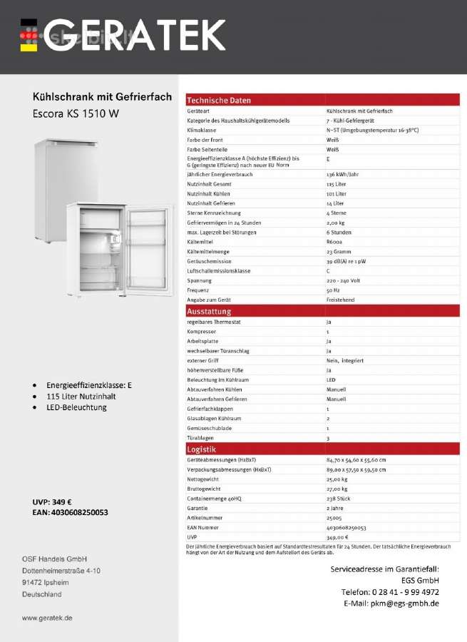 85cm aukščio šaldytuvas su kamera Geratek - nuotraukos Nr. 4