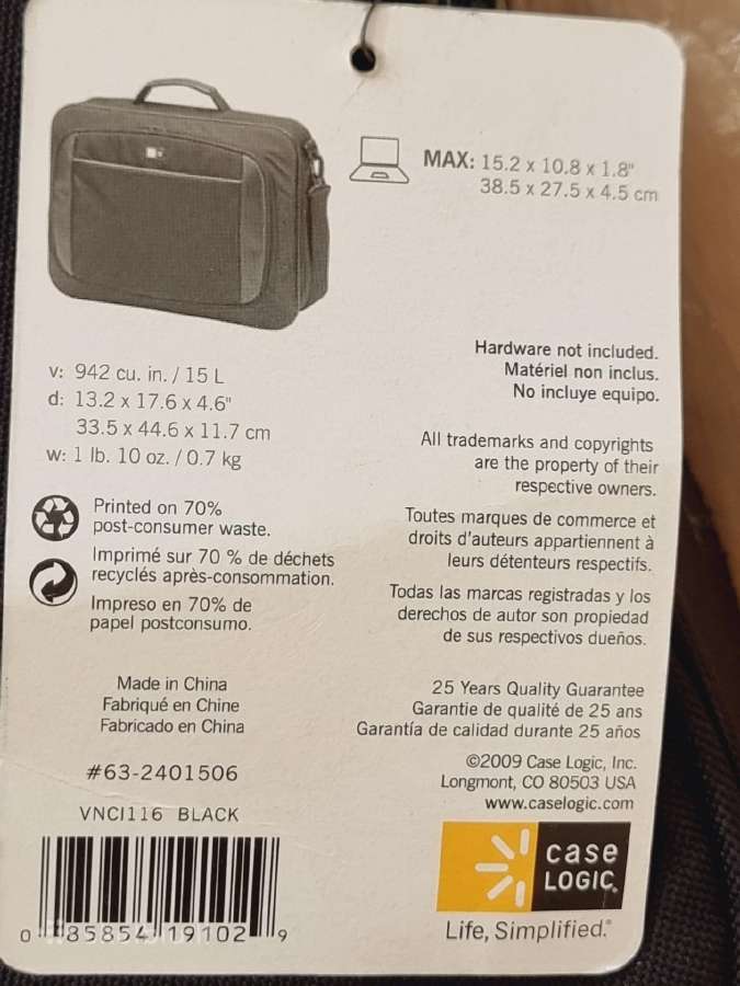 Nešiojamo kompliuterio krepšys Case Logic Qns116k - nuotraukos Nr. 4