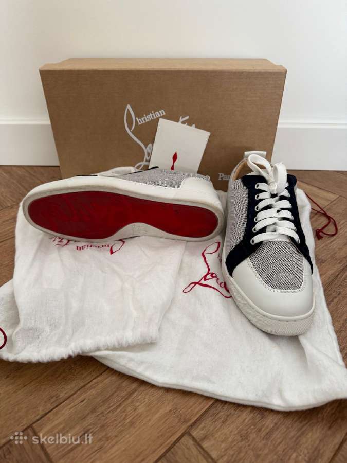 Christian Louboutin Rantulow Flat Navy Blue & Whit