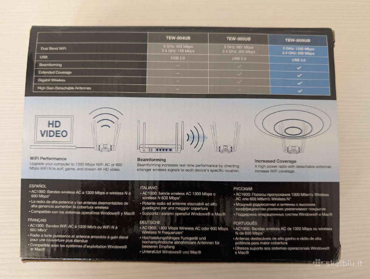 Trendnet Tew-809ub Ac1900 Wireless Usb Adapter - nuotraukos Nr. 4