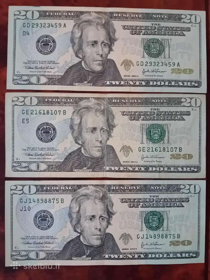 20 JAV dolerių banknotai, 2004 m, 3 vnt.