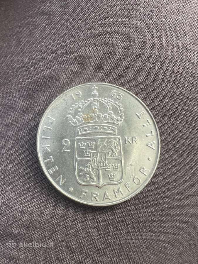 Švedija 2 Kronos 1963 unc ,sidabras
