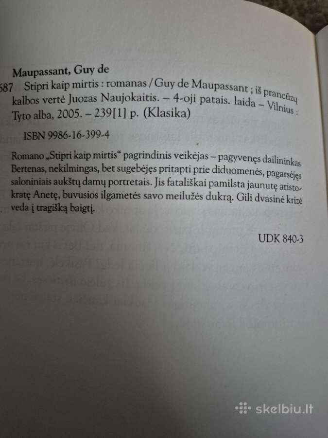 Puiki knyga Guy de Moupassant "Stipri kaip mirtis" - nuotraukos Nr. 4