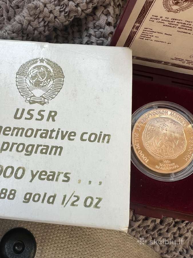 100 rubliu auksine moneta 1988 - nuotraukos Nr. 2
