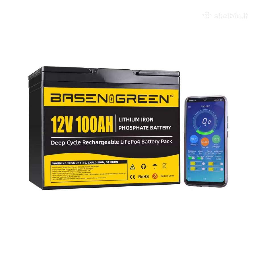 12v lifepo4 100ah akumuliatorius baterija 250e