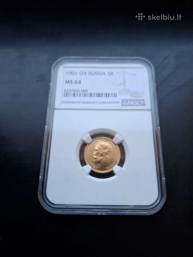 1901 Oz 5 rubliai Ms64