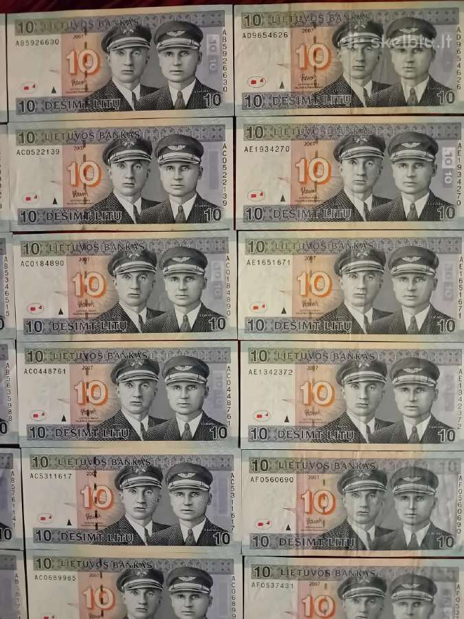 10 litų banknotai 2007m, 20 vnt - nuotraukos Nr. 3