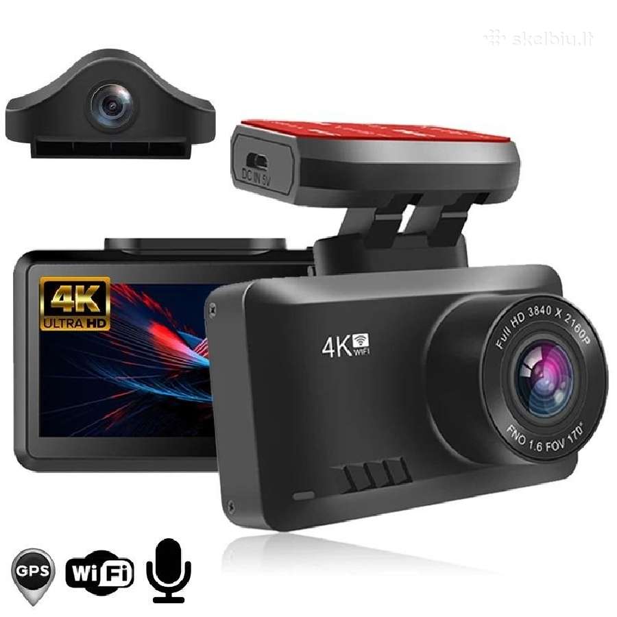 Top! 4k GPS WiFi vaizdo registratorius 2 kameros