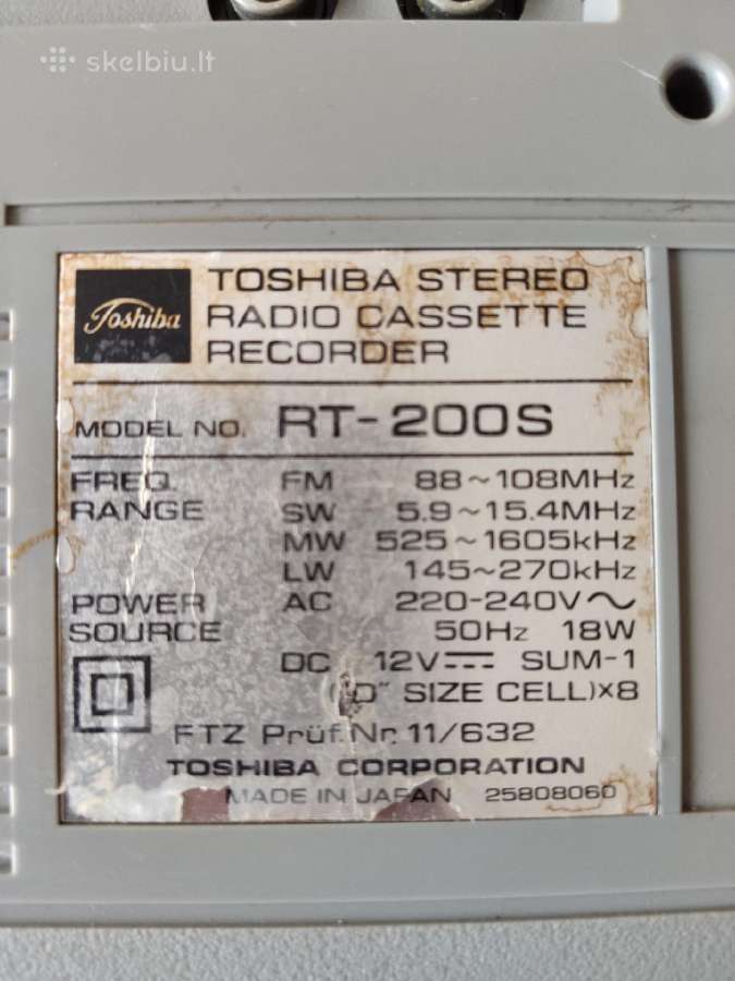 Magnetofonas Toshiba Rt-200s - nuotraukos Nr. 3