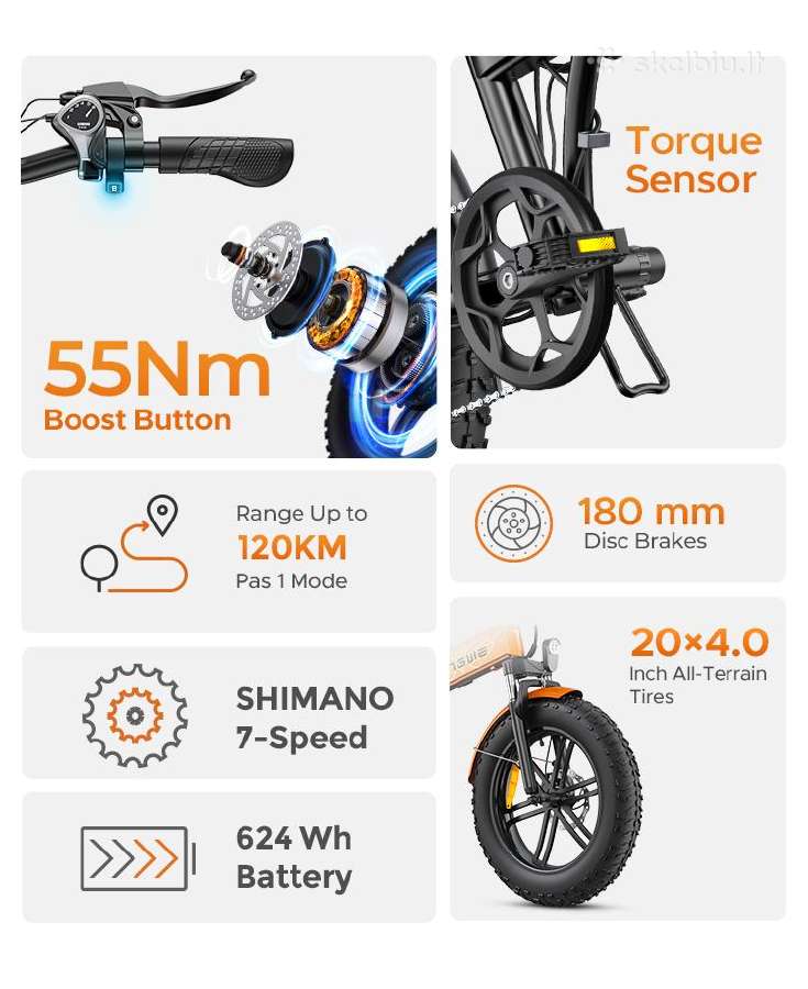 Sulankstomas elektrinis dviratis Engwe Ep-2 Boost - nuotraukos Nr. 17