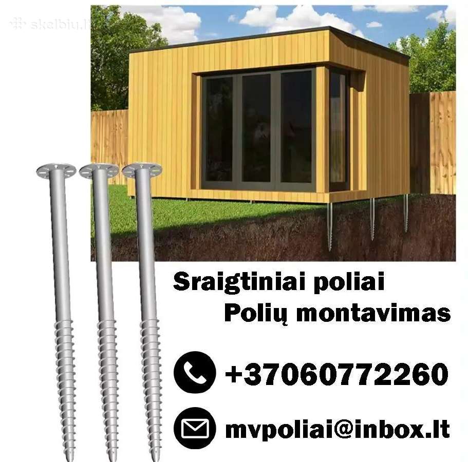 Sraigtiniai poliai/pamatai Polių montavimas