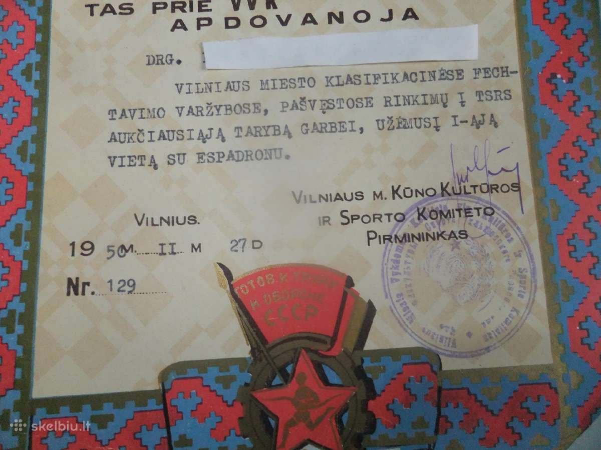 Diplomai, garbės raštai 1949-83m. - nuotraukos Nr. 4
