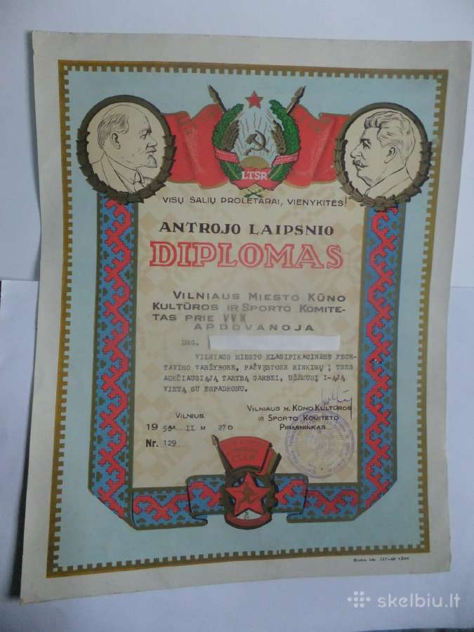 Diplomai, garbės raštai 1949-83m. - nuotraukos Nr. 3