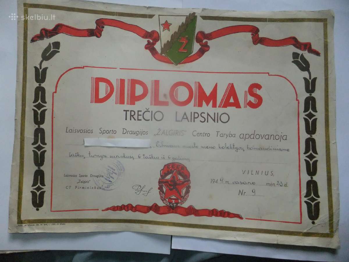 Diplomai, garbės raštai 1949-83m. - nuotraukos Nr. 5