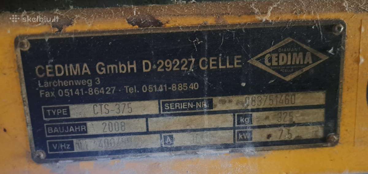 Cedima Cts-375 Blokeliu-akmenu pjaustymo stakles - nuotraukos Nr. 3