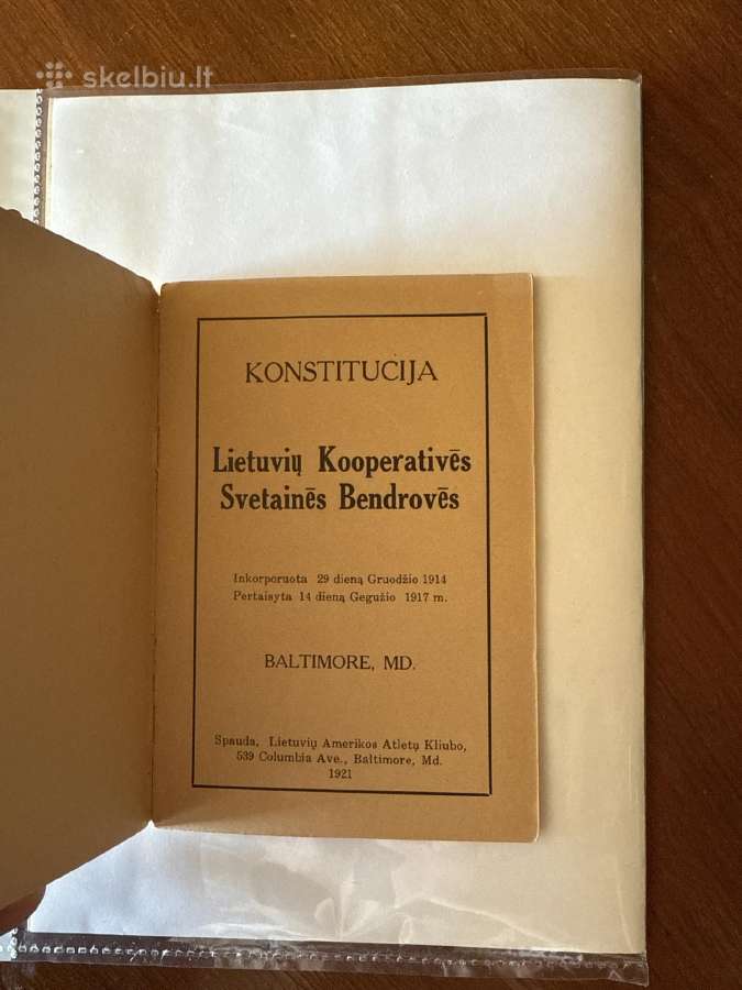 Konstitucija Lietuvių Kooperativēs Svetainēs 1921m