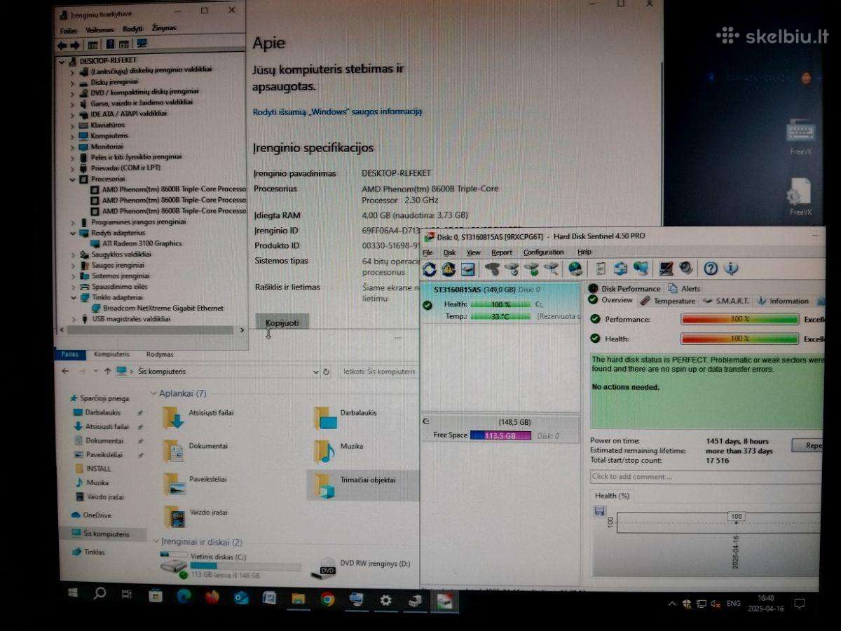 Hp:amd Phen x3 8600b W10/(11)pro + - LCD yra dovan - nuotraukos Nr. 2
