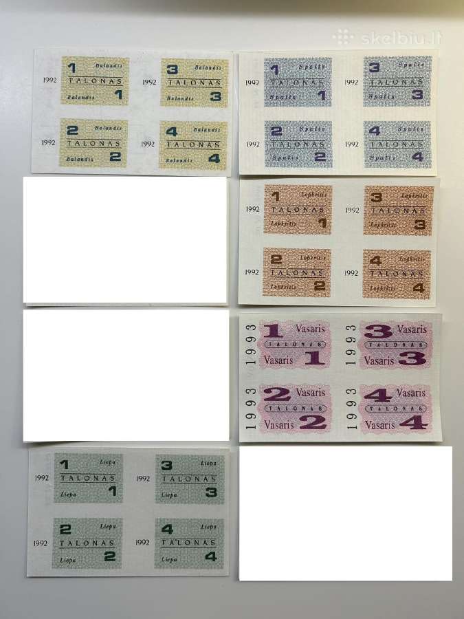 1992-93m maisto talonai Unc